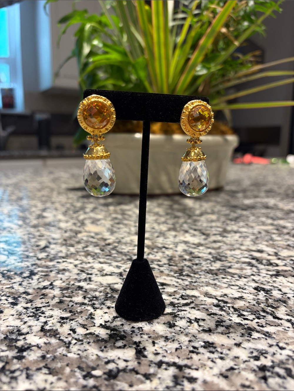 JADED - never worn Gold-Tone Crystal Drop Earrings with Clear Teardrop Dangles